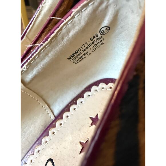 Vintage Naughty Monkey Purple Animal Print Heels with Mini Buckle Sz. 9.5 - Picture 3 of 7